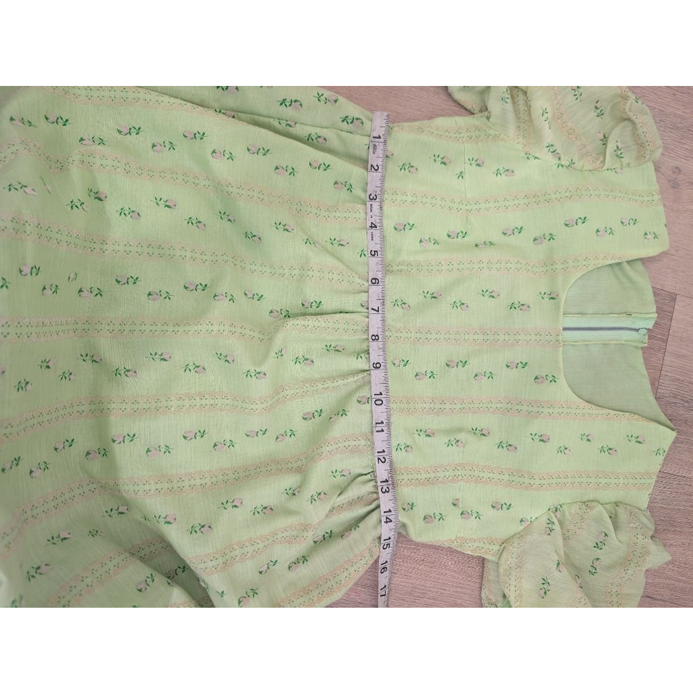 Vintage Style Bridgerton Regency Floral Prairie Dress Empire Waist Ruffle Hem S - Picture 8 of 9